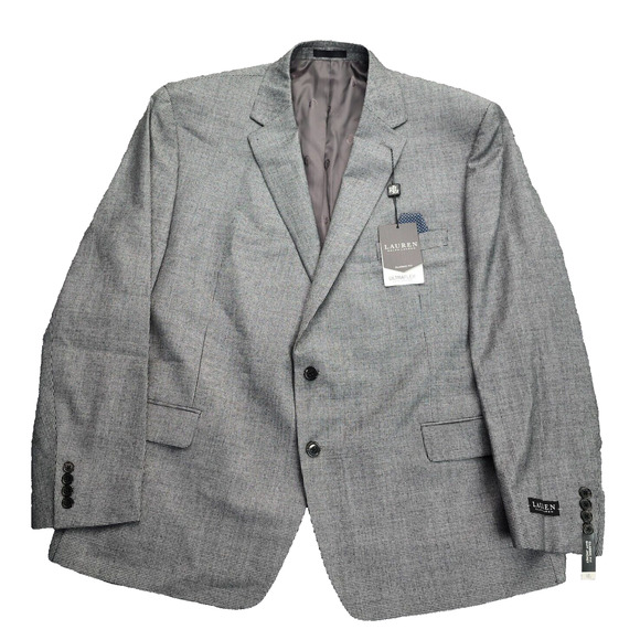 Lauren Ralph Lauren Classic-Fit Wool Suit Jacket Black/White Houndstooth 50R NWT - Picture 1 of 11